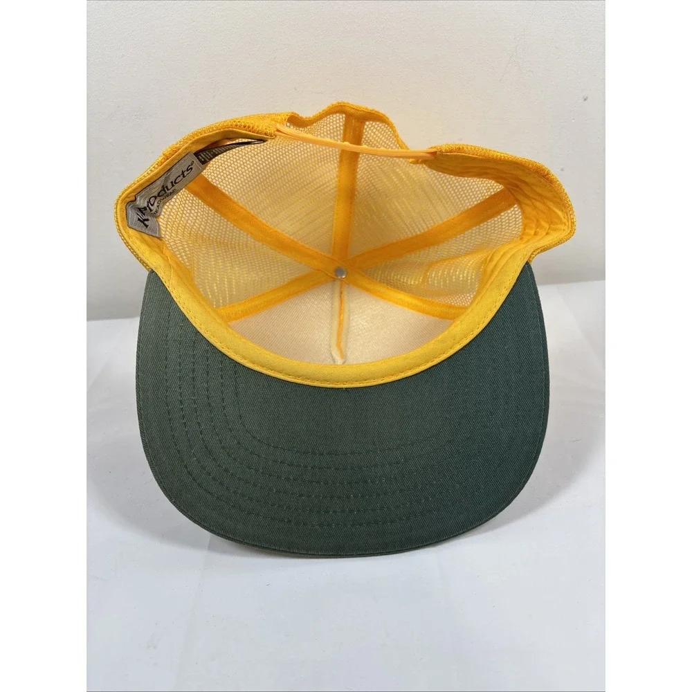 Vintage Dekalb‎ K-Products Trucker Hat Agriculture Yellow Farm Cap w/ Patch